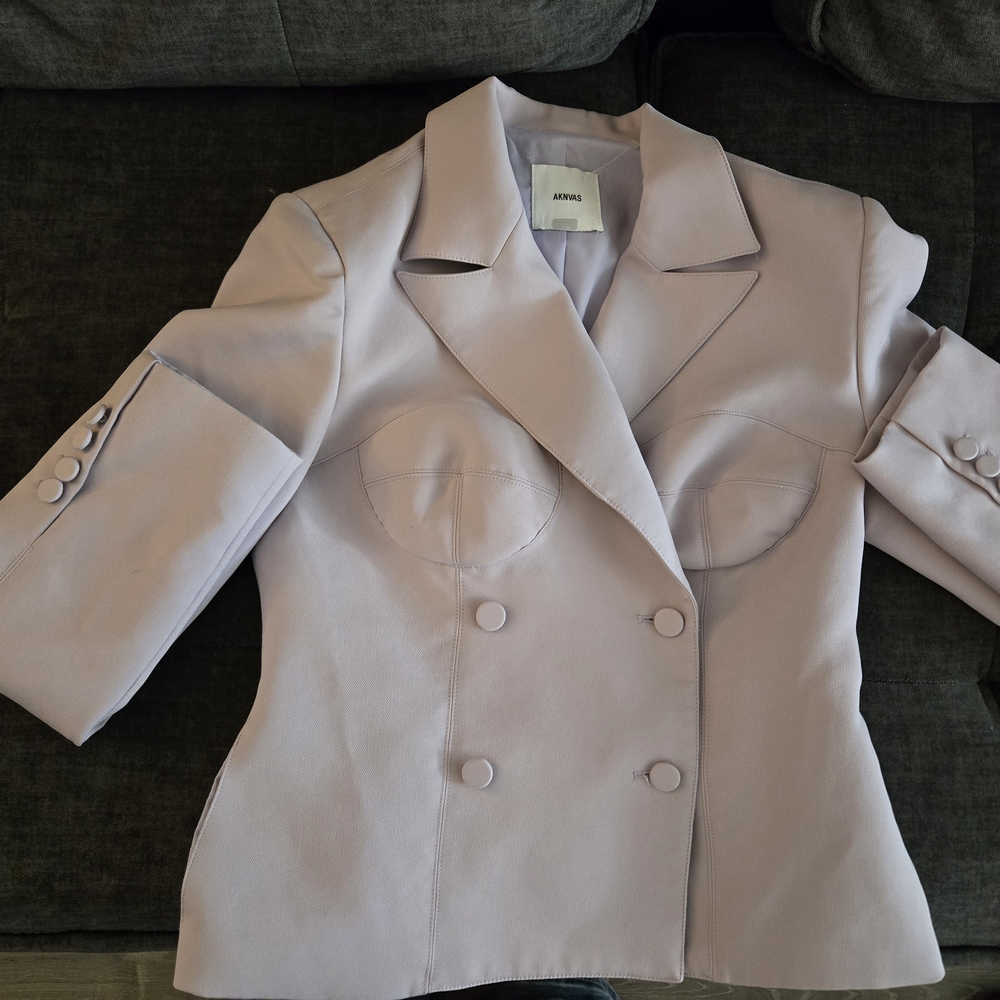 Aknvas Women's Light Violet Double-Breasted Blazer. Sz.6
